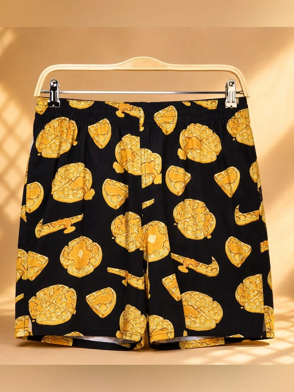NIKE Black & Yellow Waffle Print Men Swim Trunks Size XL NWT